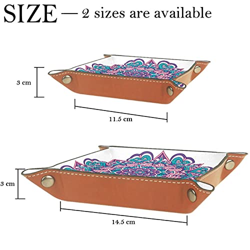 Bandeja de dados Mandala Boho Indian Florals Dice Tray Holder Caja de almacenamiento para RPG D&D Dice Tray y juegos de mesa, doble cara plegable portátil de piel sintética