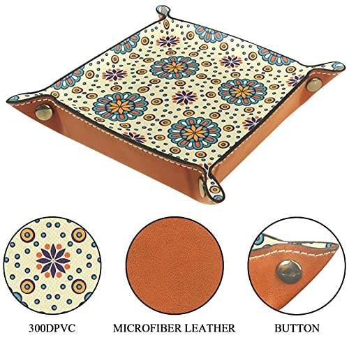 Bandeja de dados Mandala Boho Indian Retro Dice Rolling Tray Holder Caja de almacenamiento para RPG D&D Dice Tray y juegos de mesa, doble cara plegable portátil de piel sintética