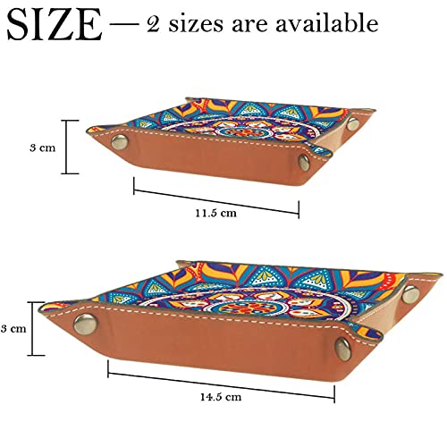Bandeja de dados Mandala Boho Indian Vintage Colorido Dice Tray Holder Caja de almacenamiento para RPG D&D Dice Tray y juegos de mesa, doble cara plegable portátil de cuero PU