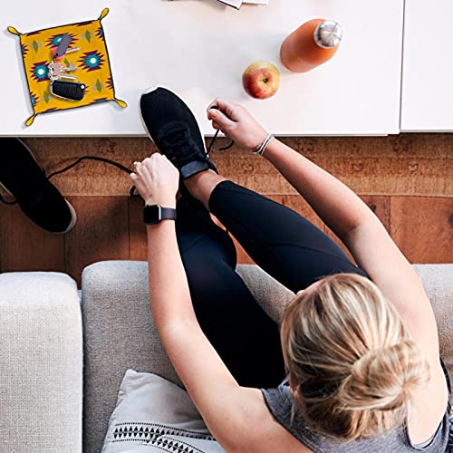 Bandeja de dados plegable de piel sintética para RPG Dice Gaming D & D y otros juegos de mesa india azteca