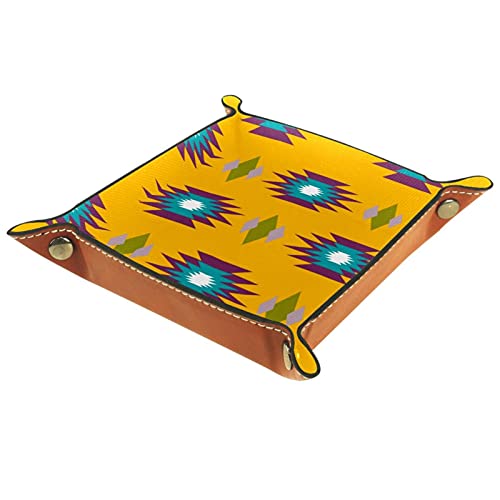 Bandeja de dados plegable de piel sintética para RPG Dice Gaming D & D y otros juegos de mesa india azteca