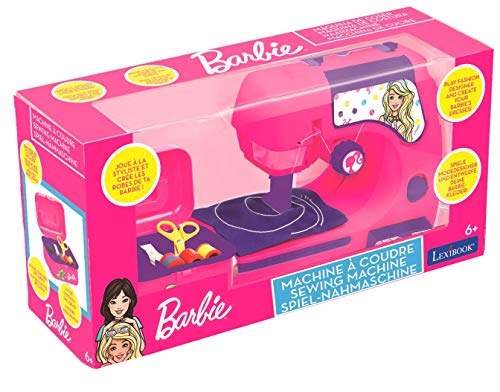 Barbie-Mattel Lexibook SW100B Máquina de Coser con Accesorios, Luz Y Pedal, Juguete de Imitación para Niñas, Juego Diseño de Moda, Rosa (Sw100Bb), color, 6 , color/modelo surtido