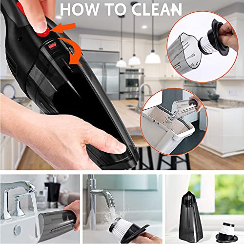 Barley Direct Aspirador De Mano Sin Cable, Aspirador Coche Potente 4500PA 120W, Aspiradora Seco Y Húmedo USB 3 Horas Carga Rápida 20Min Tiempo De Trabajo HEPA Filtro Lavable, para Pelos Casa Oficina