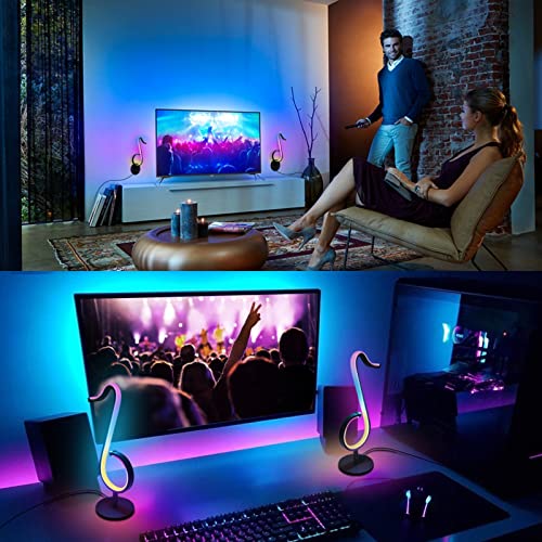 Barra de Luz LED, Lámpara de Escritorio RGB, Retroiluminación de Sincronización de Música de Escritorio Montada en La Pared, Control Remoto del Botón de Aplicación, para Dormitorio, PC, TV, 1 Pieza