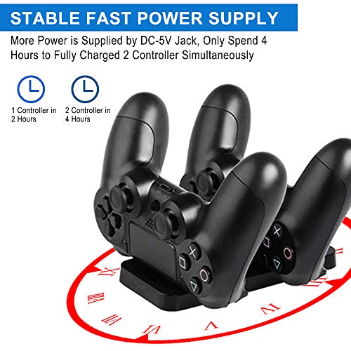 Base de carga del controlador PS4, cargador dual del controlador PS4, soporte de alimentación de la estación de carga para el controlador inalámbrico Sony PS4 / PS4 Slim / PS4 Pro