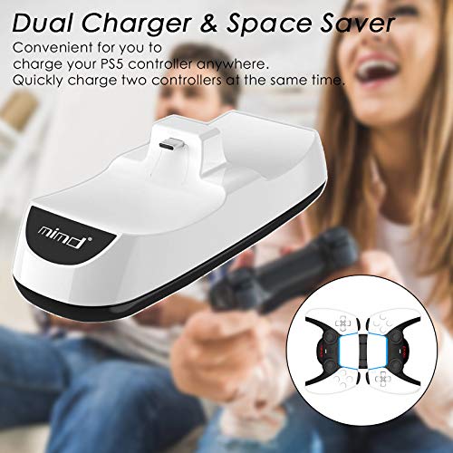 Base de carga dual, controlador cargador de la estación de soporte compatible con reemplazo para PS5 PlayStation 5 Dual Sense Controller Twin Slot (blanco)