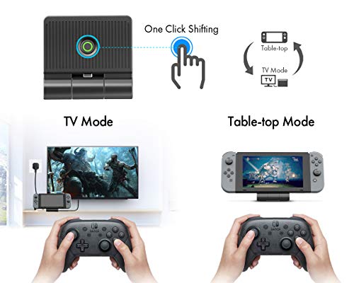 Base de TV Portátil, ElecGear Soporte de Carga Plegable para Nintendo Switch, HDMI 1080P Adaptador Estación de Acoplamiento de Video, Dock de Reemplazo con USB-C PD Cargador