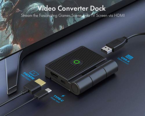 Base de TV Portátil, ElecGear Soporte de Carga Plegable para Nintendo Switch, HDMI 1080P Adaptador Estación de Acoplamiento de Video, Dock de Reemplazo con USB-C PD Cargador