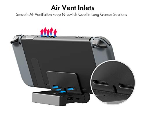 Base de TV Portátil, ElecGear Soporte de Carga Plegable para Nintendo Switch, HDMI 1080P Adaptador Estación de Acoplamiento de Video, Dock de Reemplazo con USB-C PD Cargador