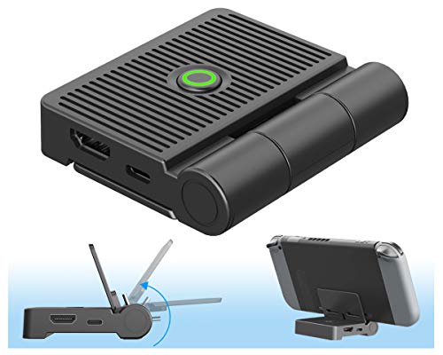 Base de TV Portátil, ElecGear Soporte de Carga Plegable para Nintendo Switch, HDMI 1080P Adaptador Estación de Acoplamiento de Video, Dock de Reemplazo con USB-C PD Cargador