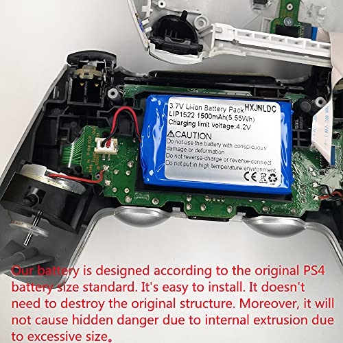 Batería de 3.7V 1500mah para reemplazo de batería del Controlador inalámbrico Sony PS4 (CUH-ZCT2U, CUH-ZCT2E, CUH-ZCT2A 2016 y Modelos posteriores) dualshock Playstation 4 Gen 2 Enchufe pequeño