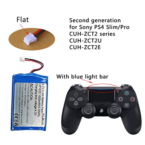 Batería de 3.7V 1500mah para reemplazo de batería del Controlador inalámbrico Sony PS4 (CUH-ZCT2U, CUH-ZCT2E, CUH-ZCT2A 2016 y Modelos posteriores) dualshock Playstation 4 Gen 2 Enchufe pequeño