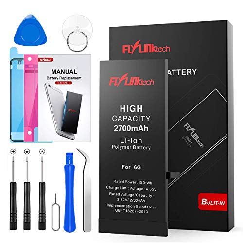 Batería para iPhone 6 2700mAH con 50% más de Capacidad Que la batería Origina, FLYLINKTECH Reemplazo de Alta Capacidad Batería para iPhone 6 con Kits de Herramientas de reparación, Cinta Adhesiva
