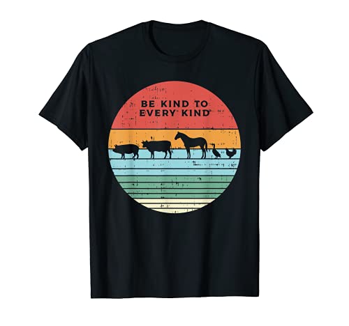 Be Kind Farm Animals Retro Vegan Vegetarian Men Women Gift Camiseta