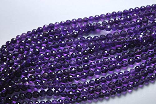 Beads Gemstone 10 Inches, Super Quality, Natural Purple Amethyst Faceted Round Rondelles, Size 6mm, Wholesale Price Code-HIGH-3077
