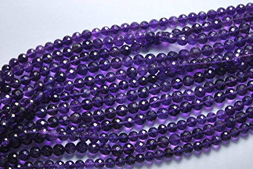 Beads Gemstone 10 Inches, Super Quality, Natural Purple Amethyst Faceted Round Rondelles, Size 6mm, Wholesale Price Code-HIGH-3077