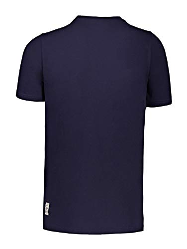 Bear MC - Camiseta de hombre con cuello redondo y estampado con logotipo frontal de contraste azul oscuro L