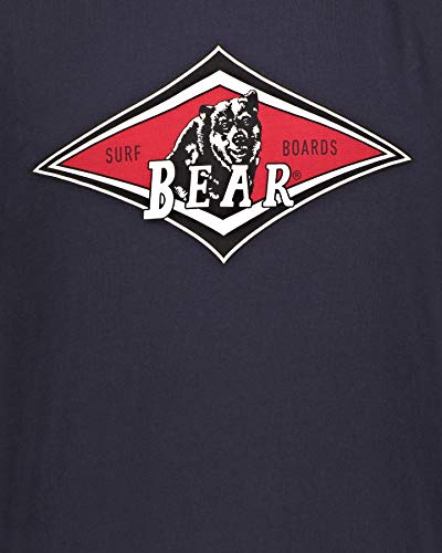 Bear MC - Camiseta de hombre con cuello redondo y estampado con logotipo frontal de contraste azul oscuro L
