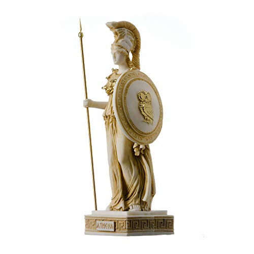 BeautifulGreekStatues Athena Diosa De La Sabiduría, La Artesanía Y La Estatua De Alabastro De Guerra, Oro De 26 cm