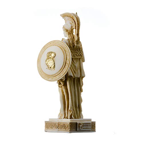 BeautifulGreekStatues Athena Diosa De La Sabiduría, La Artesanía Y La Estatua De Alabastro De Guerra, Oro De 26 cm