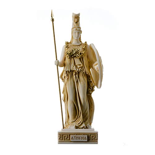 BeautifulGreekStatues Athena Diosa De La Sabiduría, La Artesanía Y La Estatua De Alabastro De Guerra, Oro De 26 cm