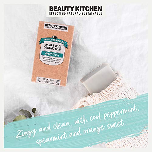 Beauty Kitchen The Sustainables Minty Fresh Hand & Body Organic Vegan Soap with Essential Oils - 120g Bar, Zero Waste - Eco-friendly and Sustainable Products