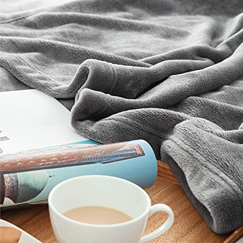 Bedsure Manta Sofa Grande Invierno - Manta Cama 90 de Franela Extra Suave, Mantas 150x200 cm Cubre Sofas, Gris