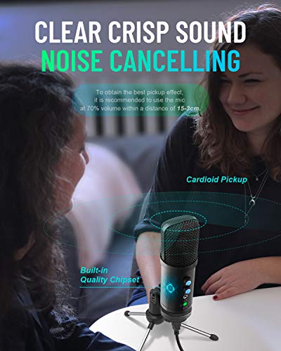 Beedove PC Micrófono, Plug & Play Micrófono de Condensador con Conector de Audio 3.5 mm, con Soporte Trípode & Filtro Pop para Laptop Desktop Grabación Vocal, Streaming,Video de Youtube (Negro)