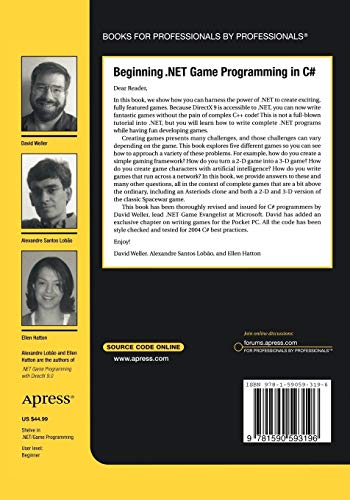 Beginning .Net Game Programming in C# (Books for Professionals by Professionals the Expert's Voice)
