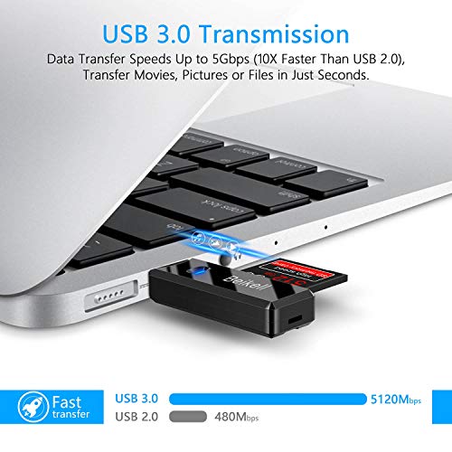 Beikell Lector de Tarjetas USB 3.0 de Memoria SD/Micro SD de Alta Velocidad con Llavero Portátil para TF, SDXC, SDHC, MS, MMC, MSXC, Compatible con Windows y Mac OS