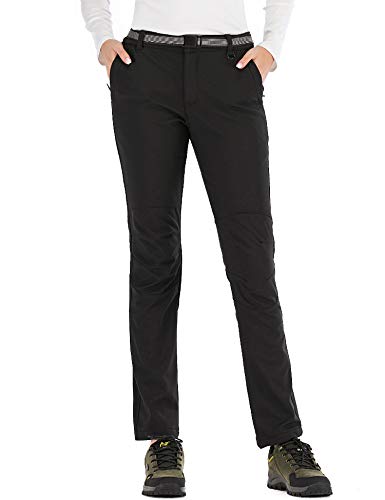 BenBoy Pantalones de Nieve Montaña Mujer Impermeables Invierno Calentar Pantalones Trekking Escalada Senderismo Esquiar Softshell,KZ3329W-Black3-S