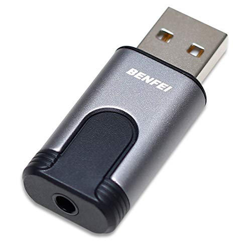 BENFEI Adaptador USB a Jack 3.5 mm, Jack a USB Hi-Fi/TRRS/96KHZ@24bit Tarjeta de Sonido Estéreo Externa con micrófono para Auriculares,PS4,PC,Ordenador portátil,Sobremesa