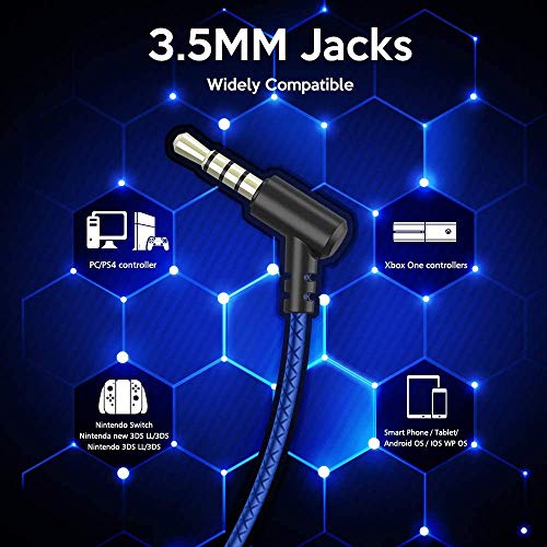 BENGOO G16 Auriculares para Juegos con micrófono, Auriculares para Xbox One, PS4, Nintendo Switch, PC, teléfono móvil, Juegos con micrófonos duales, estéreo de 3,5 mm Jack en la Oreja…