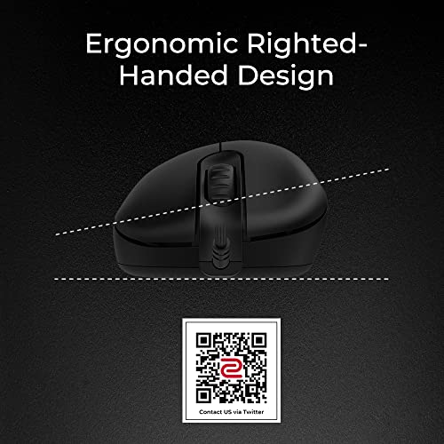 BenQ Zowie EC2-C Ergonomic Gaming Mouse for Esports | Paracord Cable & Mouse Wheel with 24 Levels | Matte Black Coating | Medium Design