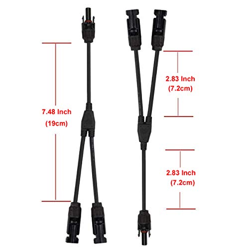 Betop-camp Conectores de 1 par Y Tipo MC4 Cable Solar Fotovoltaico Conectores de Panel Solar Macho Hembra M/F/F y M/M/M Y2-1 Conectores de Derivación Y Forma Conectores Fotovoltaicos