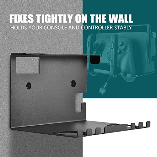 Bewinner Soporte de Pared para Consola Nintendo Switch y Controlador Joy-con, Soporte de Pared con Ranuras Abiertas y Paquete de Tornillos,Montaje de Pared de Cable Vertical Fácil de Instalar