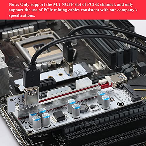 BEYIMEI PCIE Riser 1x a 16x Extensión Gráfica para Bitcoin Mining Powered Tarjeta de Adaptador de GPU Riser VER010-X + M.2 Riser a PCI-E + USB 3.0 Cable, 3 Opciones de Alimentación (6PIN/SATA/4Pin)