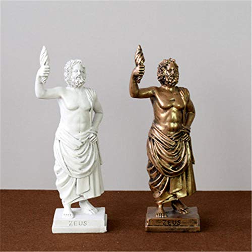 BGHYU Mitología Griega Señor del Olimpo Zeus Retrato de Cuerpo Entero Escultura de Resina Creativa Sala de Estar Escritorio C