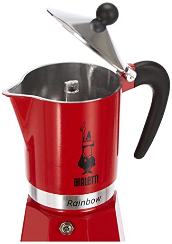 Bialetti Rainbow Cafetera Italiana Espresso, 6 Taza, Aluminio, Rojo, 6 Tazas