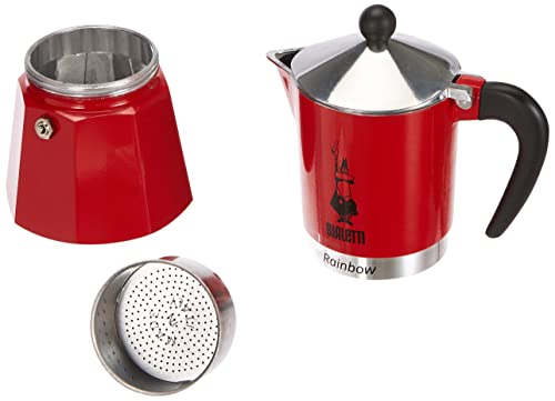 Bialetti Rainbow Cafetera Italiana Espresso, 6 Taza, Aluminio, Rojo, 6 Tazas