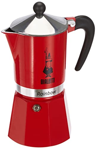 Bialetti Rainbow Cafetera Italiana Espresso, 6 Taza, Aluminio, Rojo, 6 Tazas