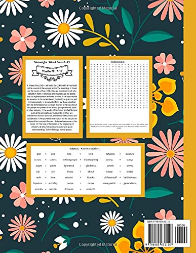Bible Verse Word Search: Psalms Verses for Thanksgiving Word Search and Word Scramble - 8.5' x 11" Christian Activity Book (Gift)