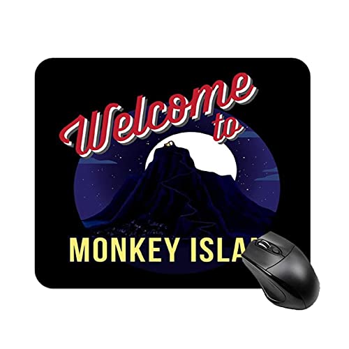 Bienvenido a la Alfombrilla de Mesa Antideslizante de Alta Velocidad de Monkey Island, Alfombrilla de ratón con Base de Goma Cuadrada para Oficina, Alfombrilla de Escritorio pequeña Personalizada