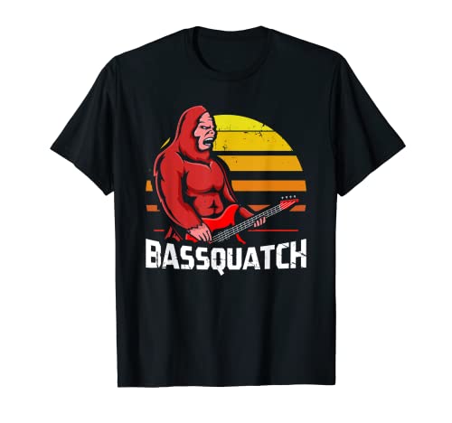Bigfoot Yeti juego de palabras de Bass Player Sasquatch para un bajista Camiseta