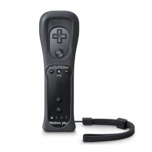 BIGFOX 2 en 1 Mando Plus con Motion Plus y Nunchunk para Nintendo Wii / Wii U (Opcional a Seis Colores) y Funda de Silicona - Negro
