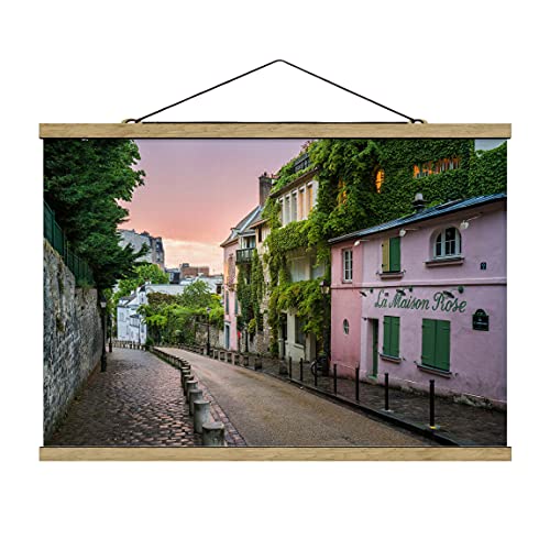 Bilderwelten Imagen de Tela - Rose Coloured Twilight In Paris - 33.5cm x 50cm, Material: Roble