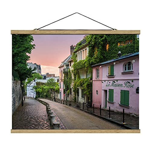 Bilderwelten Imagen de Tela - Rose Coloured Twilight In Paris - 37.5cm x 50cm, Material: Roble