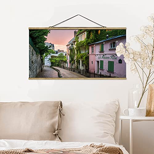 Bilderwelten Imagen de Tela - Rose Coloured Twilight In Paris - 40cm x 80cm, Material: Roble