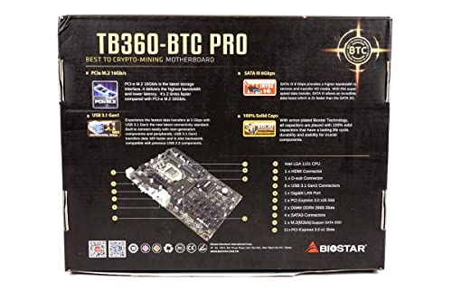 Biostar TB360-BTC PRO Core i7/i5/i3 (Intel 8.ª y 9.ª generación) LGA1151 Intel B360 DDR4 12 GPU - Placa base para minado