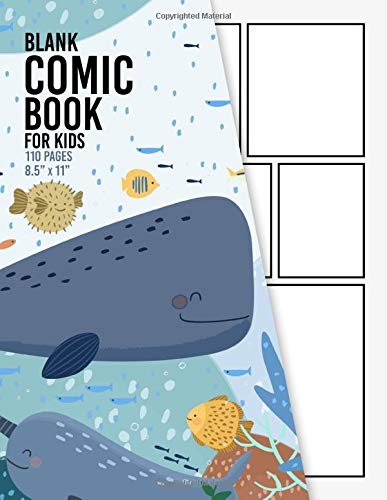 Blank Comic Book for Kids: Make Your Own Comic Book for Kids Sketchbook, Underwater Fish Cover - 110 Pages - Over 20 Different Templates - 8.5" x 11" (Comic Sketchbook for Kids)